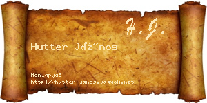 Hutter János névjegykártya